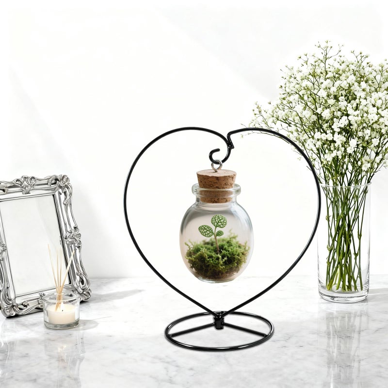 Archi Ornament Display Stand Iron Stand for Hanging Glass (Black 2Pcs Heart) - Image 4